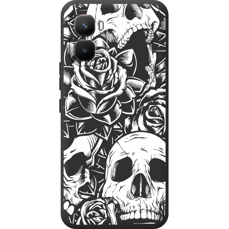 Чорний чохол BoxFace Infinix GT 50 Pro Skull and Roses