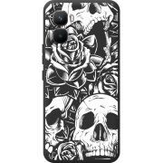 Чорний чохол BoxFace Infinix GT 50 Pro Skull and Roses