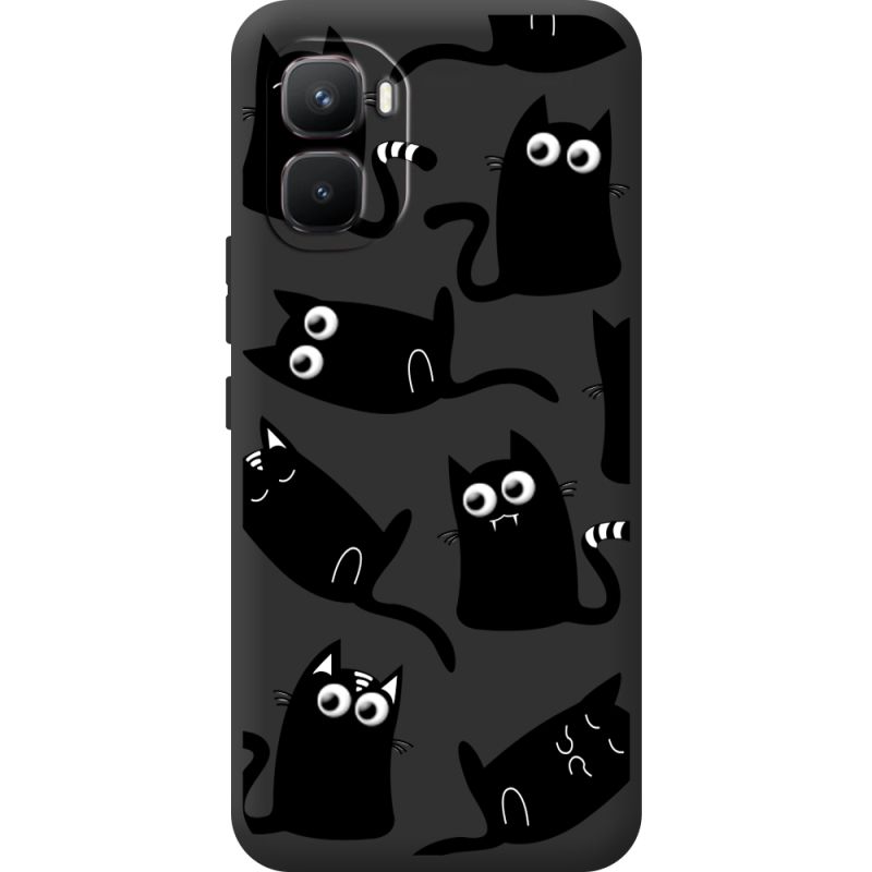 Прозорий чохол BoxFace Infinix GT 50 Pro с 3D-глазками Black Kitty