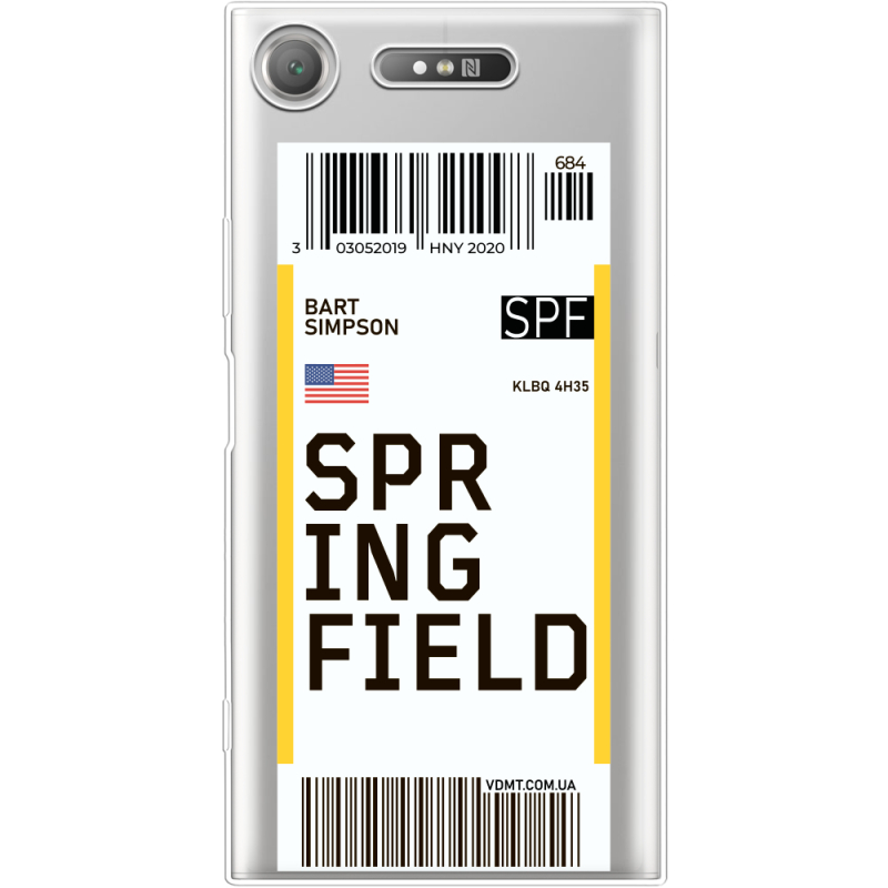 Прозрачный чехол Uprint Sony Xperia XZ1 G8342 Ticket Springfield