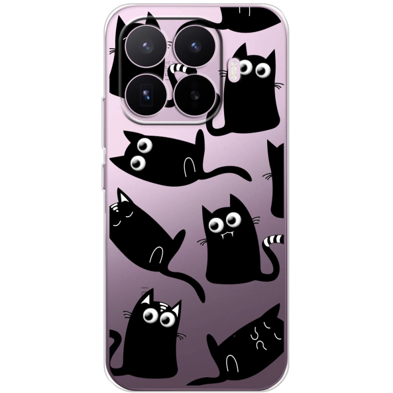 Прозорий чохол BoxFace Xiaomi 17T с 3D-глазками Black Kitty