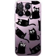 Прозорий чохол BoxFace Xiaomi 17T с 3D-глазками Black Kitty