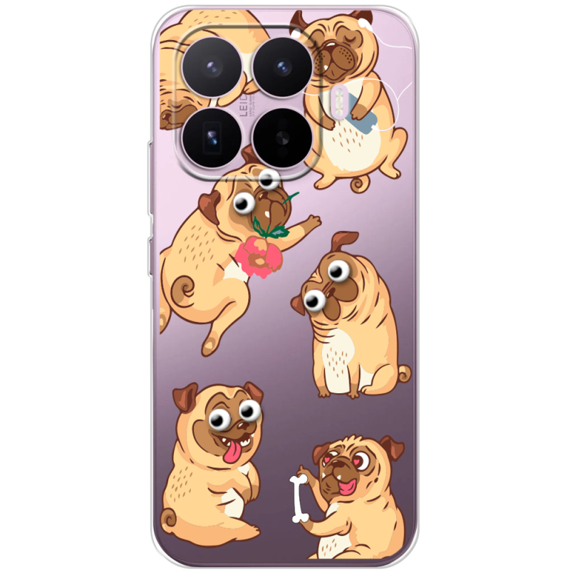 Прозорий чохол BoxFace Xiaomi 17T с 3D-глазками Pug