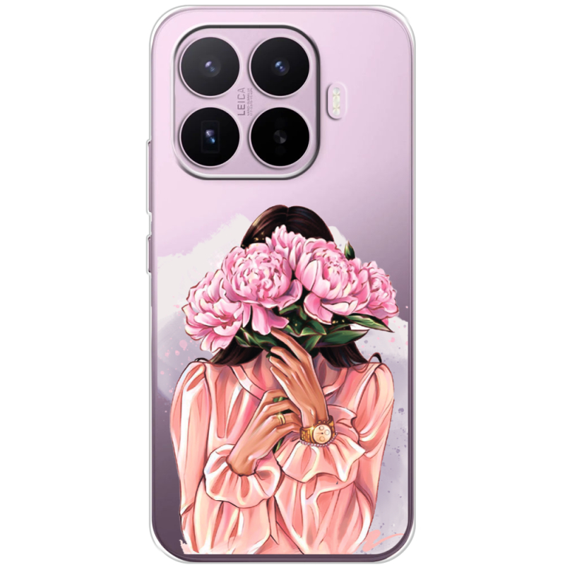 Прозорий чохол BoxFace Xiaomi 17T Девушка с Пионами