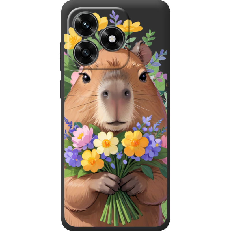 Прозрачный чехол BoxFace Honor X5c Plus Капибара з квітами