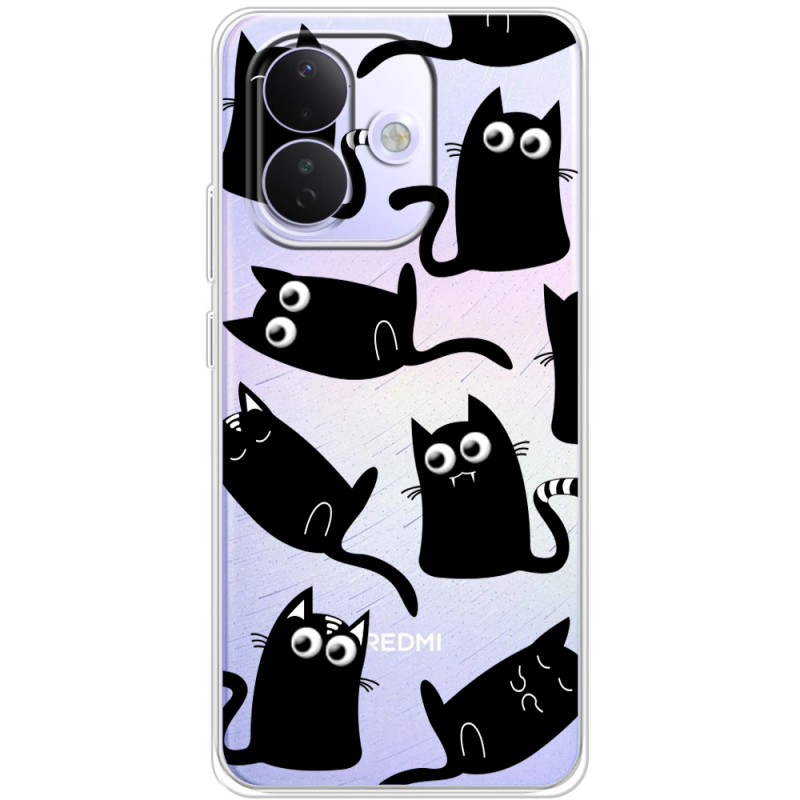 Прозорий чохол BoxFace Xiaomi Redmi Note 17 Pro с 3D-глазками Black Kitty