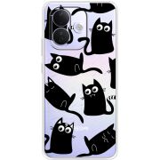 Прозорий чохол BoxFace Xiaomi Redmi Note 17 Pro с 3D-глазками Black Kitty