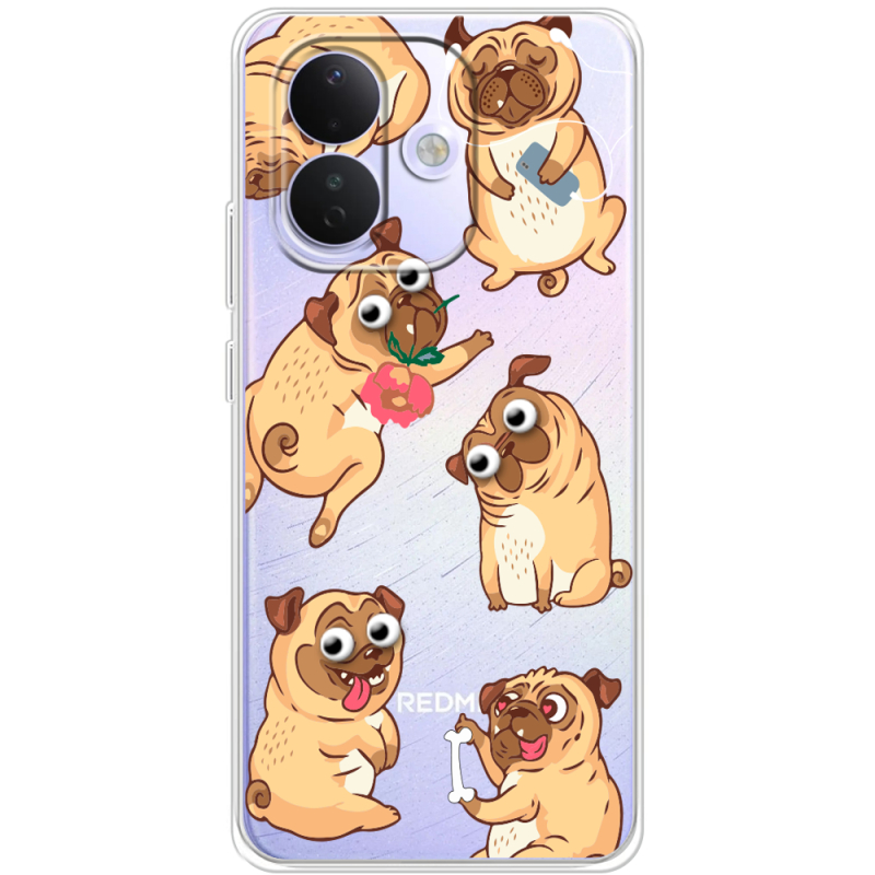 Прозорий чохол BoxFace Xiaomi Redmi Note 17 Pro с 3D-глазками Pug