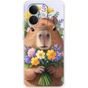Прозорий чохол BoxFace Xiaomi Redmi Note 17 Pro Капибара з квітами