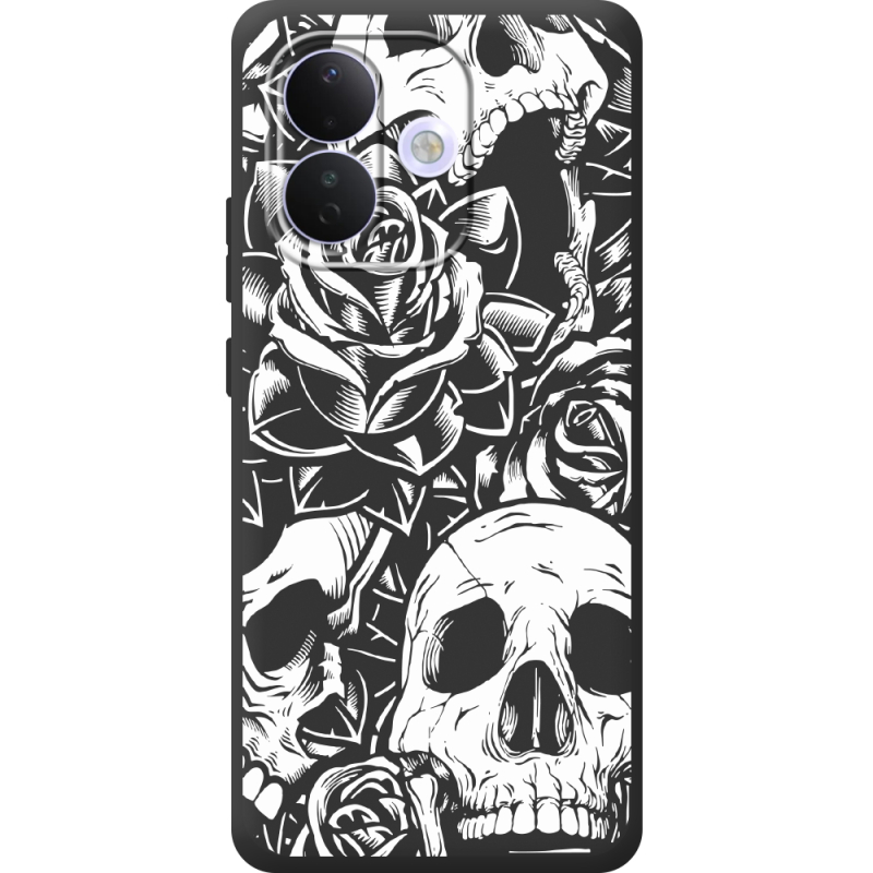 Чорний чохол BoxFace Xiaomi Redmi Note 17 Pro Skull and Roses