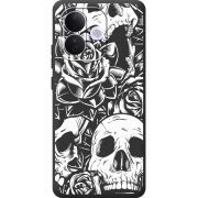 Чорний чохол BoxFace Xiaomi Redmi Note 17 Pro Skull and Roses
