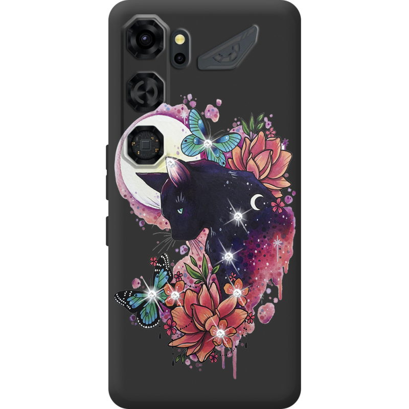 Чохол зі стразами Nubia Neo 5 GT 5G Cat in Flowers