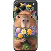Прозорий чохол BoxFace Nubia V80 Design Капибара з квітами