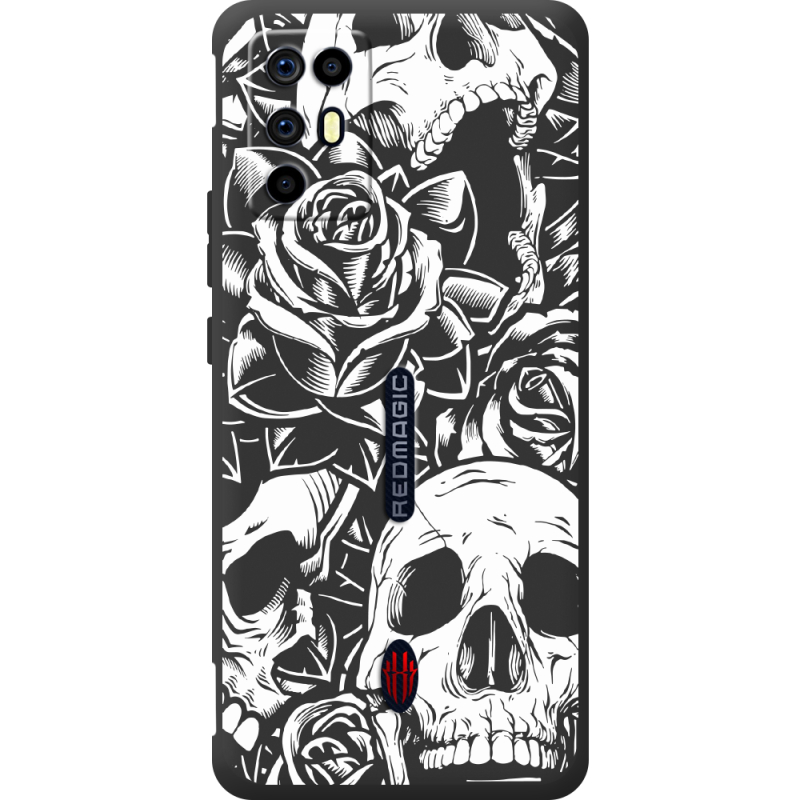 Чорний чохол BoxFace Nubia RedMagic 6R Skull and Roses