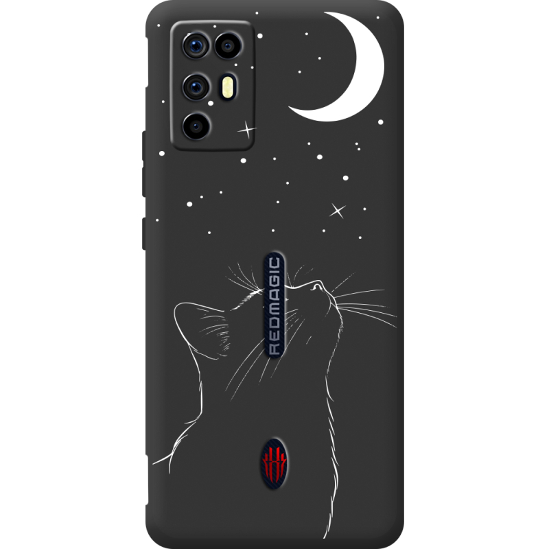 Чорний чохол BoxFace Nubia RedMagic 6R Місячний кіт