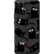 Прозорий чохол BoxFace Nubia RedMagic 6R с 3D-глазками Black Kitty