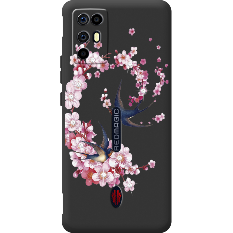 Чохол зі стразами Nubia RedMagic 6R Swallows and Bloom