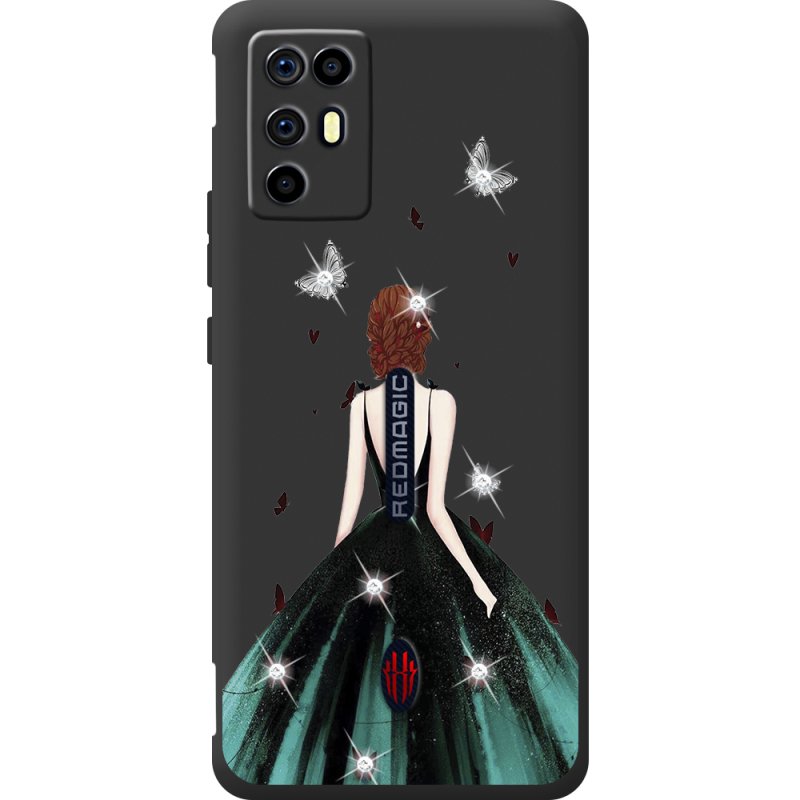 Чохол зі стразами Nubia RedMagic 6R Girl in the green dress