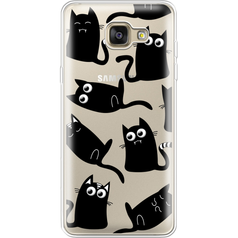 Прозрачный чехол Uprint Samsung A710 Galaxy A7 2016 с 3D-глазками Black Kitty