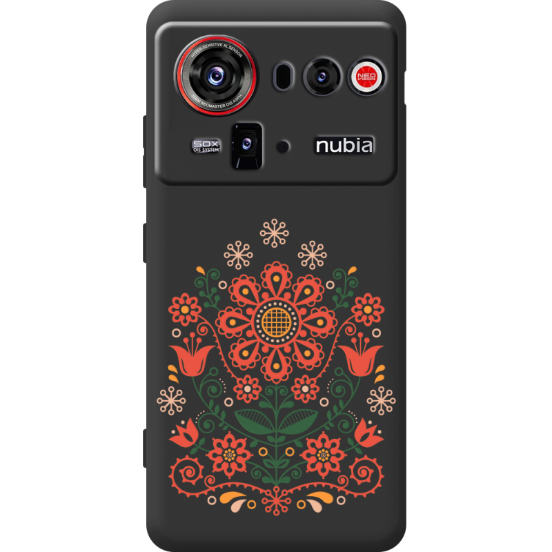 Чорний чохол BoxFace Nubia Z80 Ultra Ukrainian Ornament