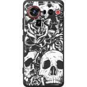 Чорний чохол BoxFace Nubia Z80 Ultra Skull and Roses
