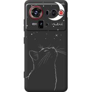 Чорний чохол BoxFace Nubia Z80 Ultra Місячний кіт