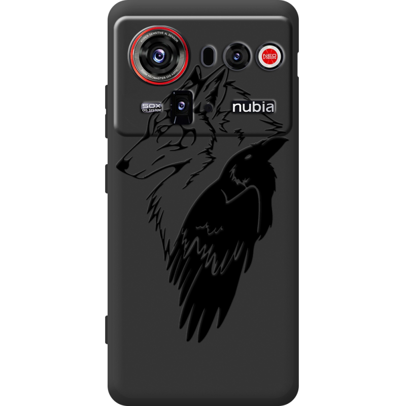 Чорний чохол BoxFace Nubia Z80 Ultra Wolf and Raven