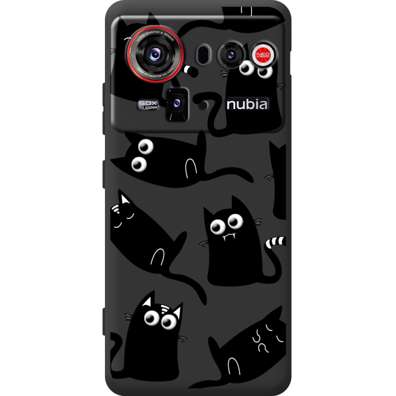 Прозорий чохол BoxFace Nubia Z80 Ultra с 3D-глазками Black Kitty