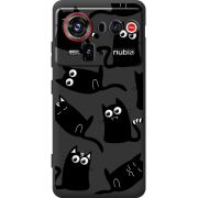Прозорий чохол BoxFace Nubia Z80 Ultra с 3D-глазками Black Kitty