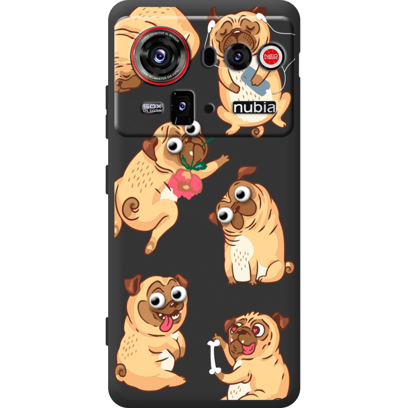 Прозорий чохол BoxFace Nubia Z80 Ultra с 3D-глазками Pug