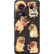 Прозорий чохол BoxFace Nubia Z80 Ultra с 3D-глазками Pug