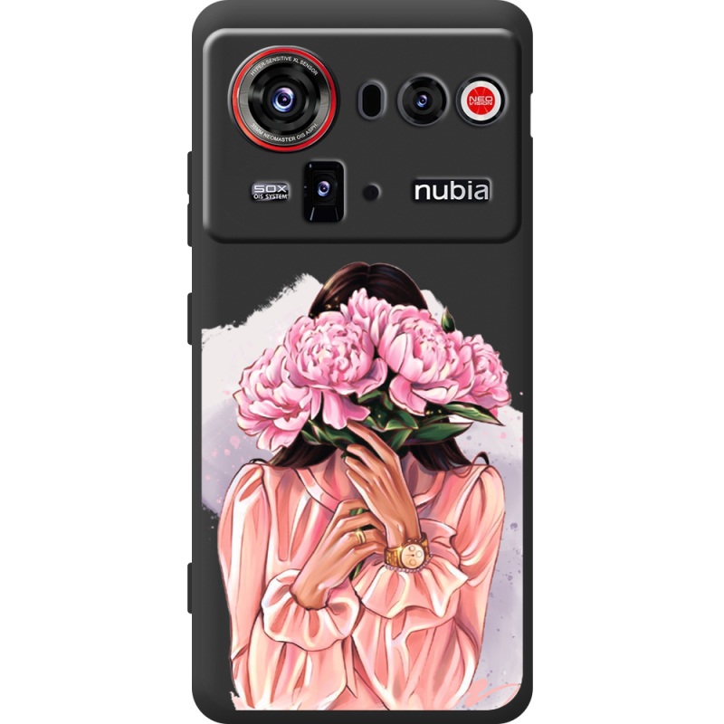 Прозорий чохол BoxFace Nubia Z80 Ultra Девушка с Пионами