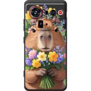 Прозорий чохол BoxFace Nubia Z80 Ultra Капибара з квітами