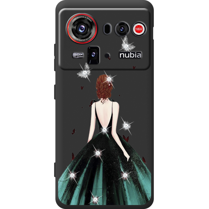 Чохол зі стразами Nubia Z80 Ultra Girl in the green dress