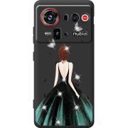Чохол зі стразами Nubia Z80 Ultra Girl in the green dress