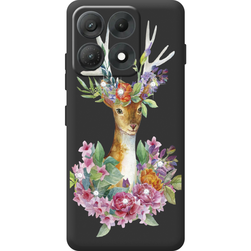 Чохол зі стразами Moto Edge 70 Max Deer with flowers