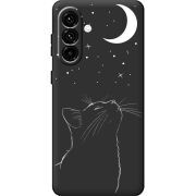 Чорний чохол BoxFace Samsung Galaxy A18 (A185) Місячний кіт