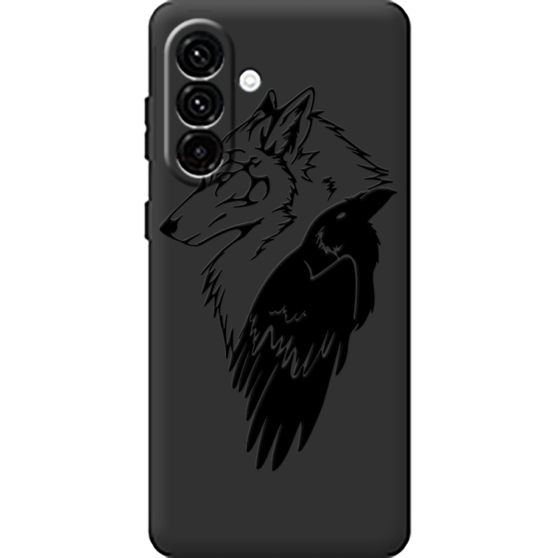 Чорний чохол BoxFace Samsung Galaxy A18 (A185) Wolf and Raven