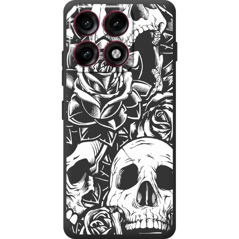 Чорний чохол BoxFace Moto Edge 70 Pro Skull and Roses