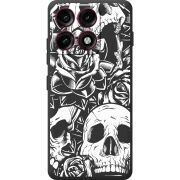 Чорний чохол BoxFace Moto Edge 70 Pro Skull and Roses