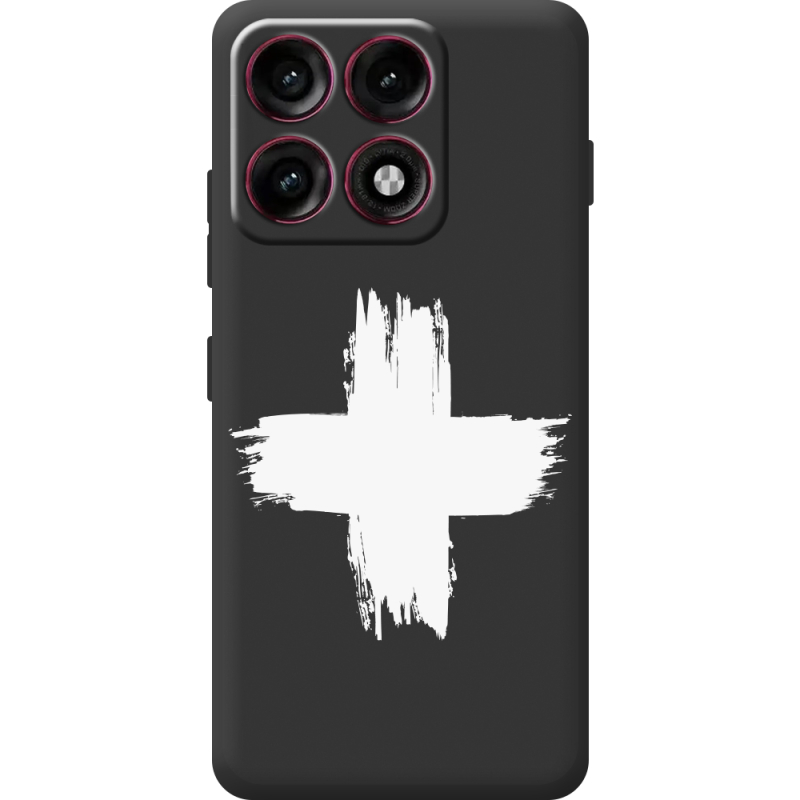 Чорний чохол BoxFace Moto Edge 70 Pro Білий хрест ЗСУ