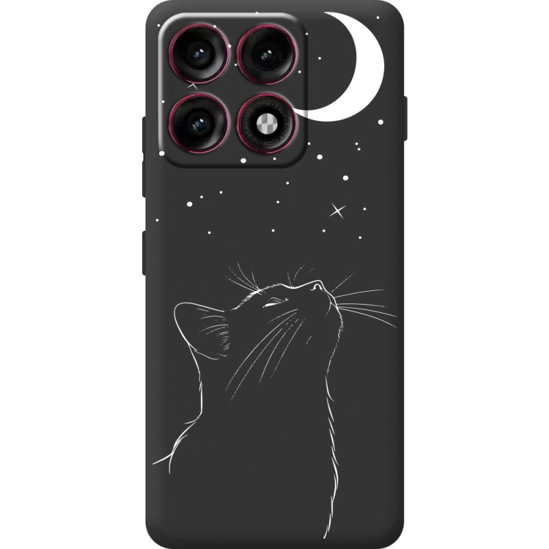 Чорний чохол BoxFace Moto Edge 70 Pro Місячний кіт