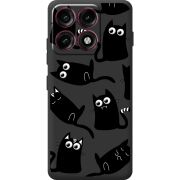 Прозорий чохол BoxFace Moto Edge 70 Pro с 3D-глазками Black Kitty
