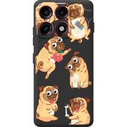 Прозорий чохол BoxFace Moto Edge 70 Pro с 3D-глазками Pug