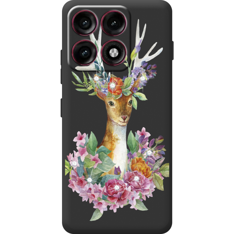 Чохол зі стразами Moto Edge 70 Pro Deer with flowers