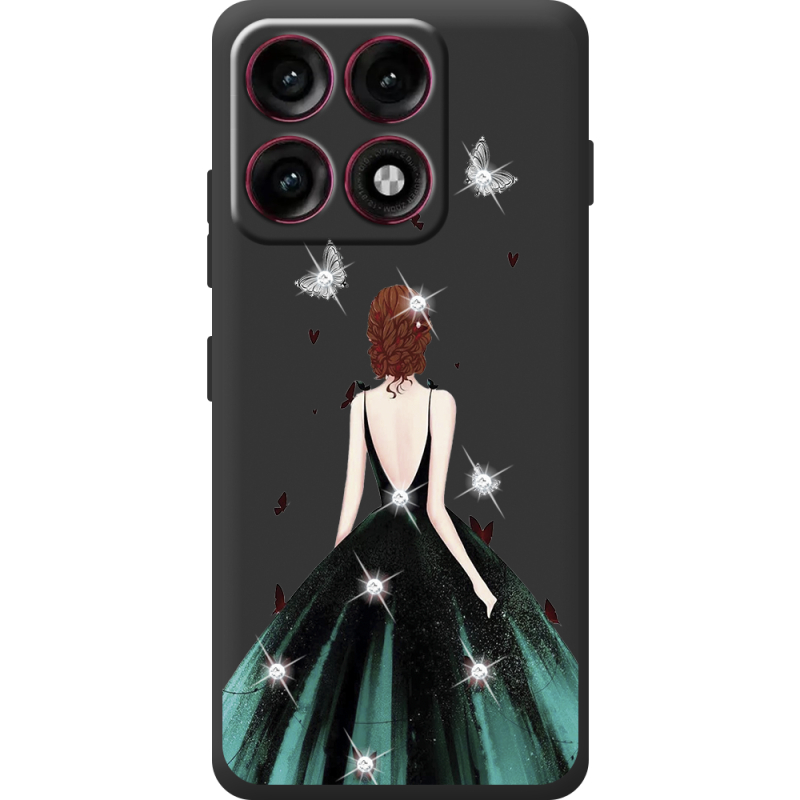 Чохол зі стразами Moto Edge 70 Pro Girl in the green dress