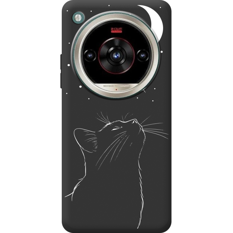 Чорний чохол BoxFace Nubia Focus 2 Ultra Місячний кіт