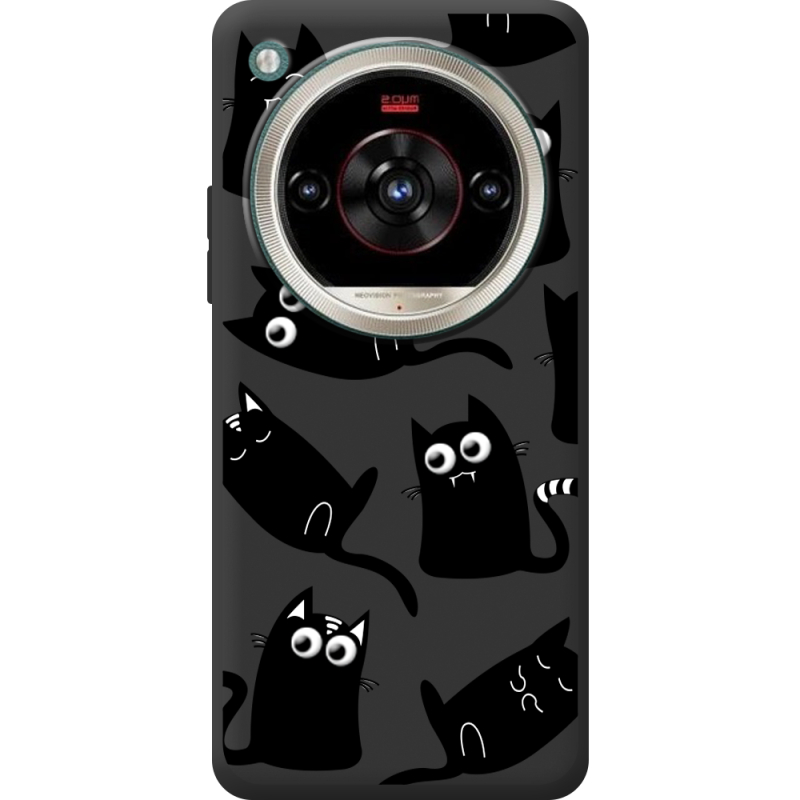 Прозорий чохол BoxFace Nubia Focus 2 Ultra с 3D-глазками Black Kitty