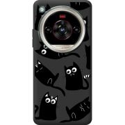 Прозорий чохол BoxFace Nubia Focus 2 Ultra с 3D-глазками Black Kitty