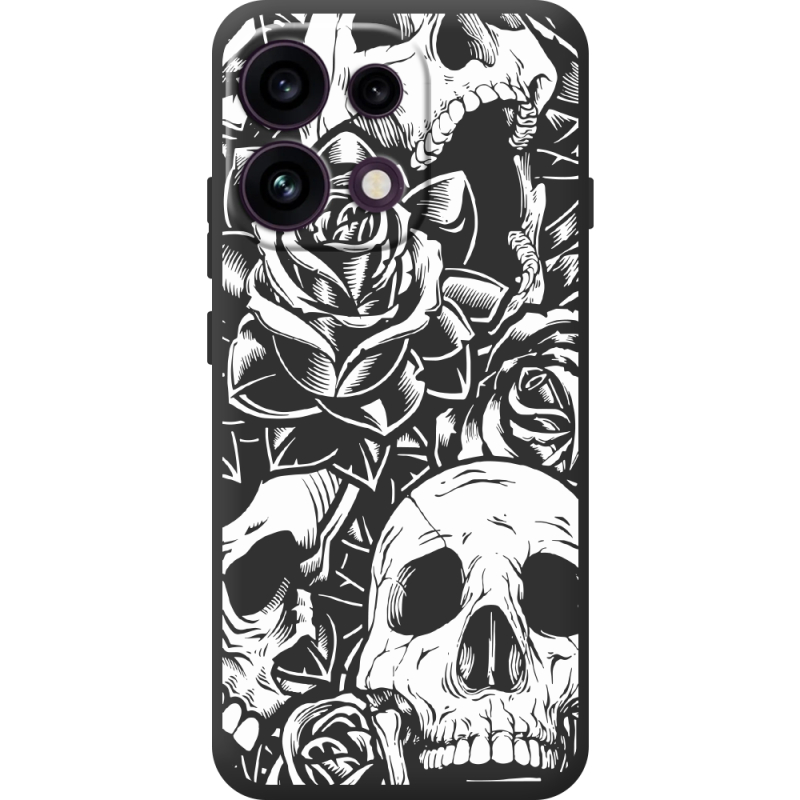 Чорний чохол BoxFace OPPO Reno 16 Pro Skull and Roses